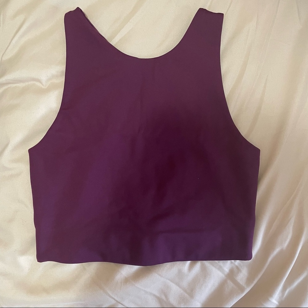 Girlfriend collective Dylan tank bra cropped in plum